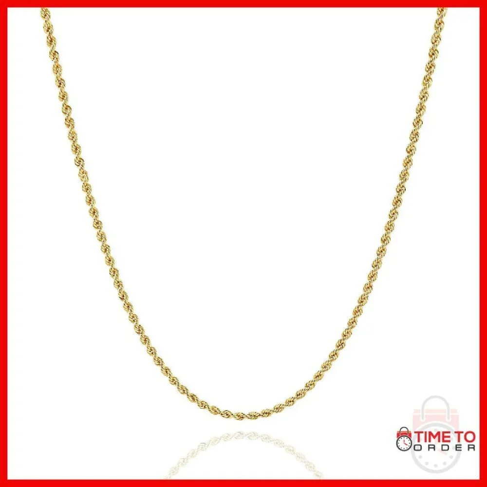 14K Gold Filled Rope Chain Necklace - Multiple Sizes Available